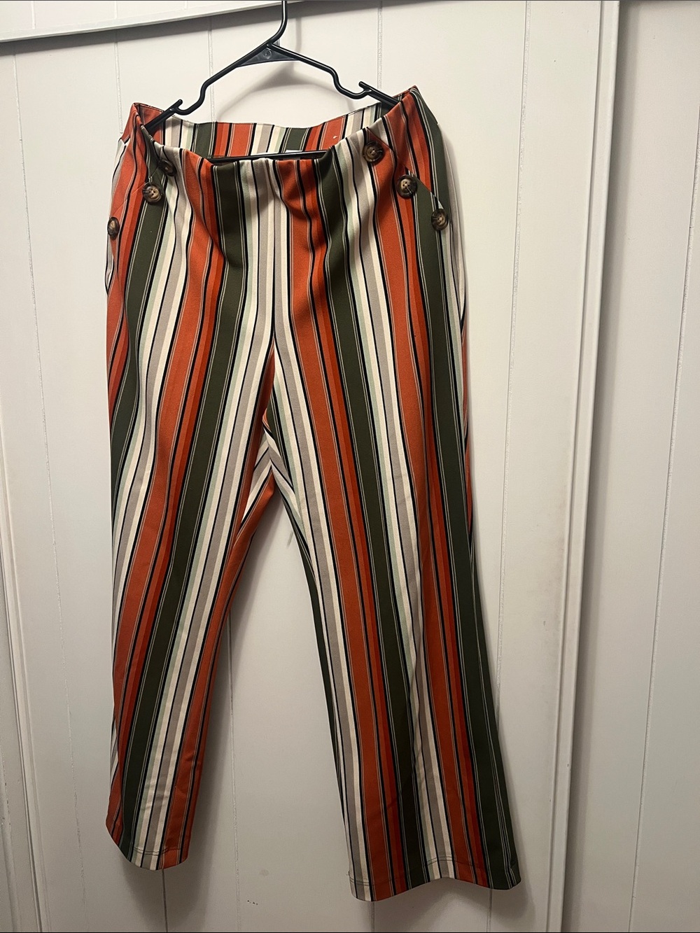 EST 1946 Striped High-Waist Wide Leg Pants - Orange & Green 14/16w